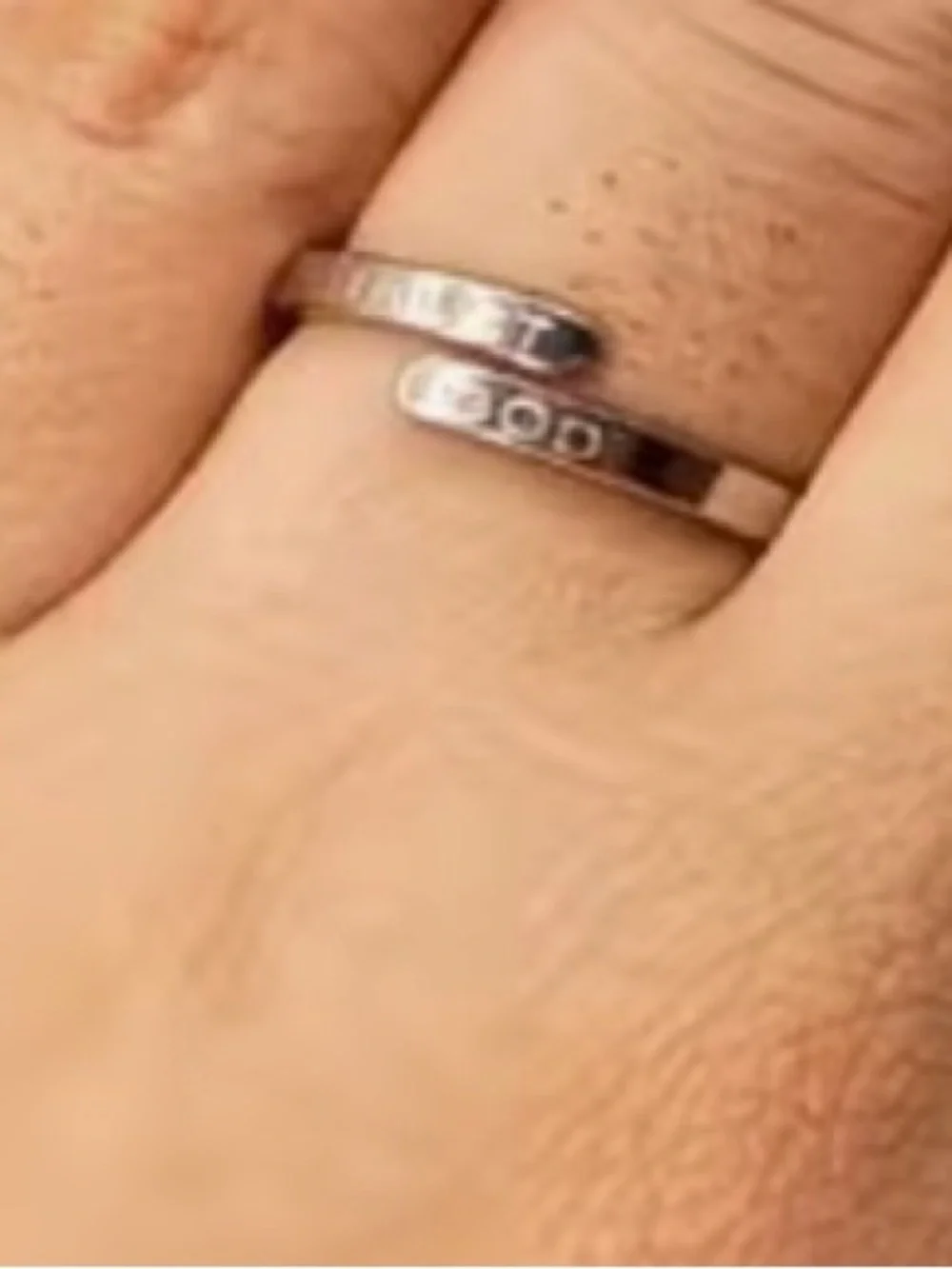 BNIB - TRUST GOD Engraved Silver Inspirational Ring - Flexible Sizing